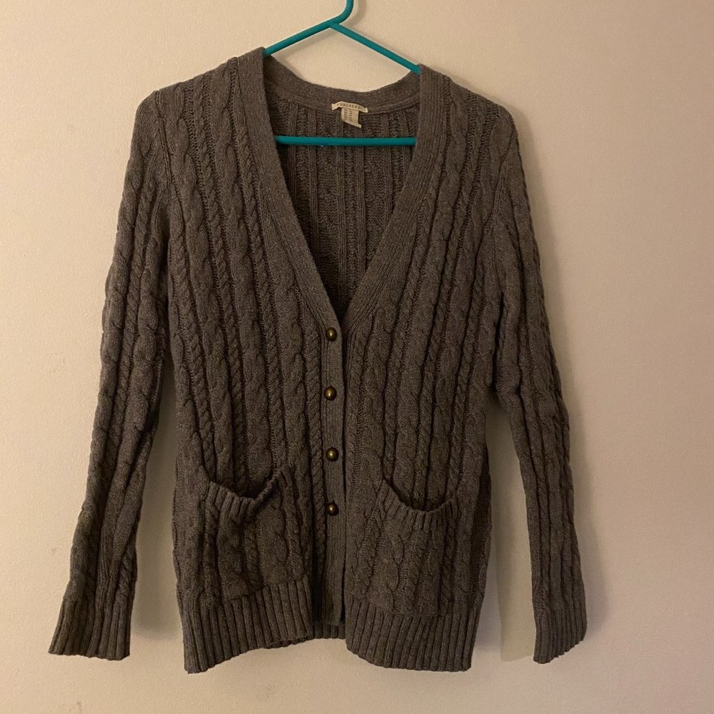 Grey Cable Knit Cardigan